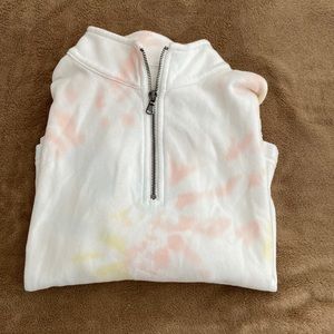 cropped tie-dye quarter zip jacket